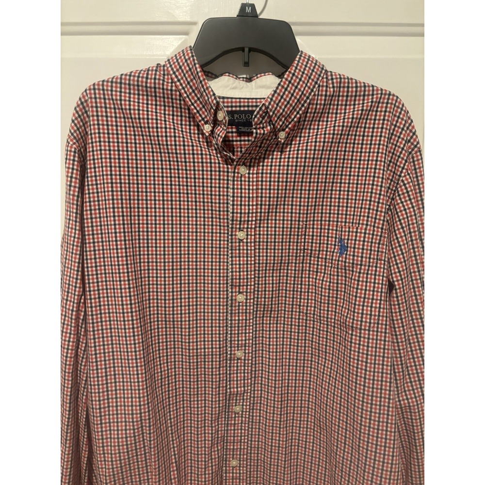 Polo Ralph Lauren XL Button Down Shirt Mens Plaid Blue Red Blue Classic Logo - Picture 1 of 6